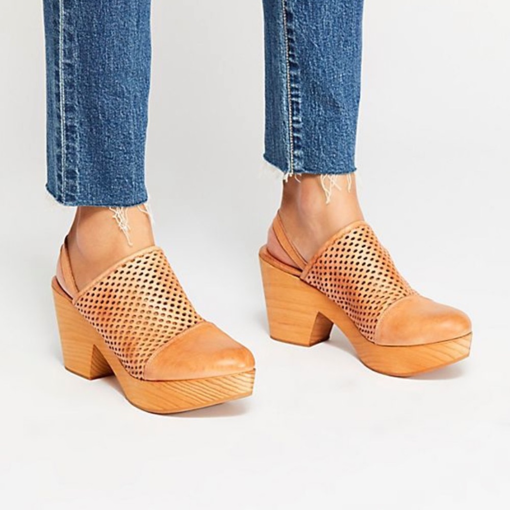 Free People Logan Natural Leather Clogs